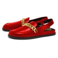 thumbnail image 2 of YDN Women Round Toe Chains Slingback Flats Elastic Strap Heeled Loafers Casual Daily Dress Walking Shoes Size 4 Red, 2 of 4