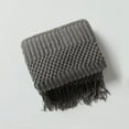 thumbnail image 2 of Fennco Styles Striped Knit Solid Fringe Throw Blanket 50" W x 60" L - Slate Soft Textured Light Weight Blanket for Sofa, Couch, Living Room and Bedroom Décor, 2 of 4