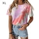 thumbnail image 1 of Camiseta de Mujer Cuello Redondo Manga Corta Camiseta Casual con Estampado Tie-Dye, Rojo Vino, XL Vogacara  AP000470-22, 1 of 7