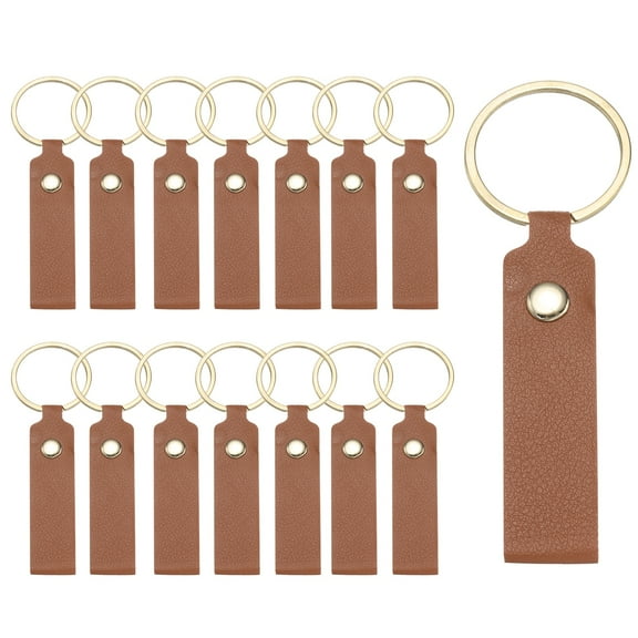 Uxcell 20 Pcs PU Leather Keychain Blanks Bulk Laser Engraving Keychain Leather Key Fob Kit with Key Rings for DIY Supplies Gifts (Dark Brown, 3.7" x 0.7")