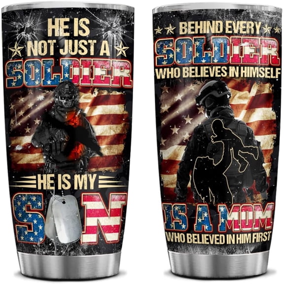 20 Oz US Proud Army Mom Double Wall Vacuum Insulated Stainless Steel Tumbler Travel Mug - Army Mom Gifts for Mother's Day, Birthday, Christmas