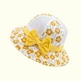 thumbnail image 4 of Xfvqtps Toddler Bucket Hat Wide Brim Mesh Bowknot Flower Print Colorful Sunshade Sun Protection Breathable Soft Outdoor Sun Hat for 1-4 Years Yellow, 4 of 7