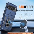 thumbnail image 3 of KOMI for Google Pixel 9 Pro XL Case with [2 Pack] HD Screen Protector + Slide Camera Cover, 360° Rotation Ring Kickstand [Military Grade] Shockproof Protective Phone Cover for Pixel 9 Pro XL Navy Blue, 3 of 5