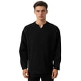 thumbnail image 1 of Ceisia Men's Relaxed Fit Vertical Rib Knit Small V-Neck Long Sleeve Casual Top Gifts, 1 of 8