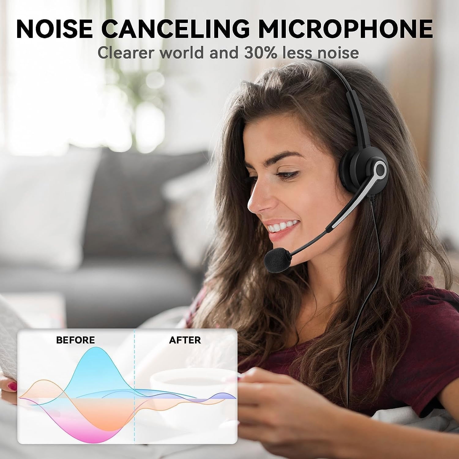 Wantek Binaural Corded USB Headset with Skype, Super Lightweight, Ultra Comfort
