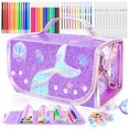 thumbnail image 1 of 70PCS Mermaid Washable Markers Set with Glitter Pencil Case,Art Supplies for Kids Ages 4-6-8,Drawing Coloring Art Craft Kits for Girls with, 1 of 7