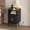 Black, variant on Mid Century Modern Bedside Table,Wood Nightstand with Power Outlet,Fluted Night Stand with Sliding Doors,Curved Round Edge Side Table with Storage Cabinet for Bedroom,Living Room(1PC)