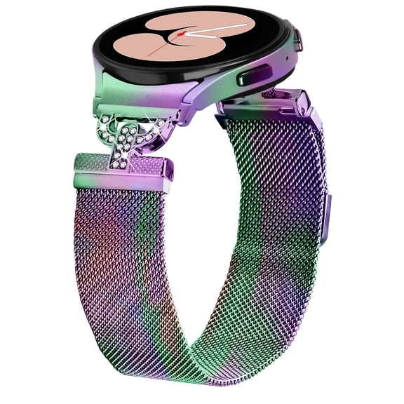 Metal Bands Compatible with Galaxy Watch 7 6 5 4 Band 40mm 44mm, 20mm Watch Band X-Shape Stainless Steel Magnetic Mesh Loop Strap for Samsung Watch 4 6 Classic/Active 2/Watch 5 Pro Bands Women Men