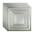 thumbnail image 1 of FASÄDE Traditional 3 Decorative Vinyl 2ft x 2ft Lay in Ceiling Panel in Brushed Aluminum (5 Pack), 1 of 5