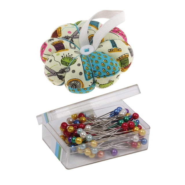 80 Unids Adaptación de Coser Bead Head Pins con Tela Cojín Alfiletero Cojín Pin Almohada
