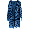 thumbnail image 5 of Fiaer Womens Leopard Print Cardigans Long Sweaters Oversized Long Sleeve Loose Trendy Open Front Knit Tops Blue XXXL, 5 of 5