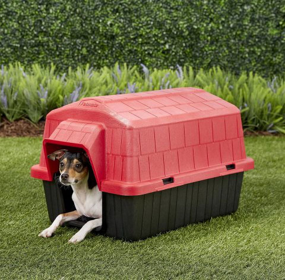 Petmate Barnhome Plastic Outdoor Dog House, Durable, Red, Extra Small, for Pets Up to 15 lbs, 26.50" x 18" x 16.50"