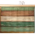 thumbnail image 2 of Farmhouse Dark Sage Green Brown Cabinet Curtains 28"W x 35"L, Vintage Wooden Striped Under Sink Skirt for Bathroom Vanity Kitchen Self Adhesive, Dust-Proof Privacy Curtain for Closet Shelves, 2 of 9