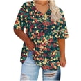 thumbnail image 1 of Hauts d'Été Grande Taille pour Femmes Rondes Manches Courtes T-Shirt Décontracté Mignon Ample Tendance pour Sortir Vert, TG, 1 of 5