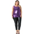thumbnail image 3 of DARING DIVA Women's Plus Shiny Metallic Tank Top Sleeveless Party Blouse 4X Purple, 3 of 6