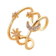 thumbnail image 1 of pitrice Bague Creuse à 3 Couches Incrustée de Strass Bague Étoile Lune Ouverte Réglable Bijou Cadeau pour Femmes, 1 of 6