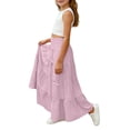 thumbnail image 6 of UQJfacai Girls Maxi Skirts High Waisted Boho Flowy Long Skirts Tween Girl Bow Summer Swing Ankle Length Tiered Skirt 4-15 Years, 6 of 8