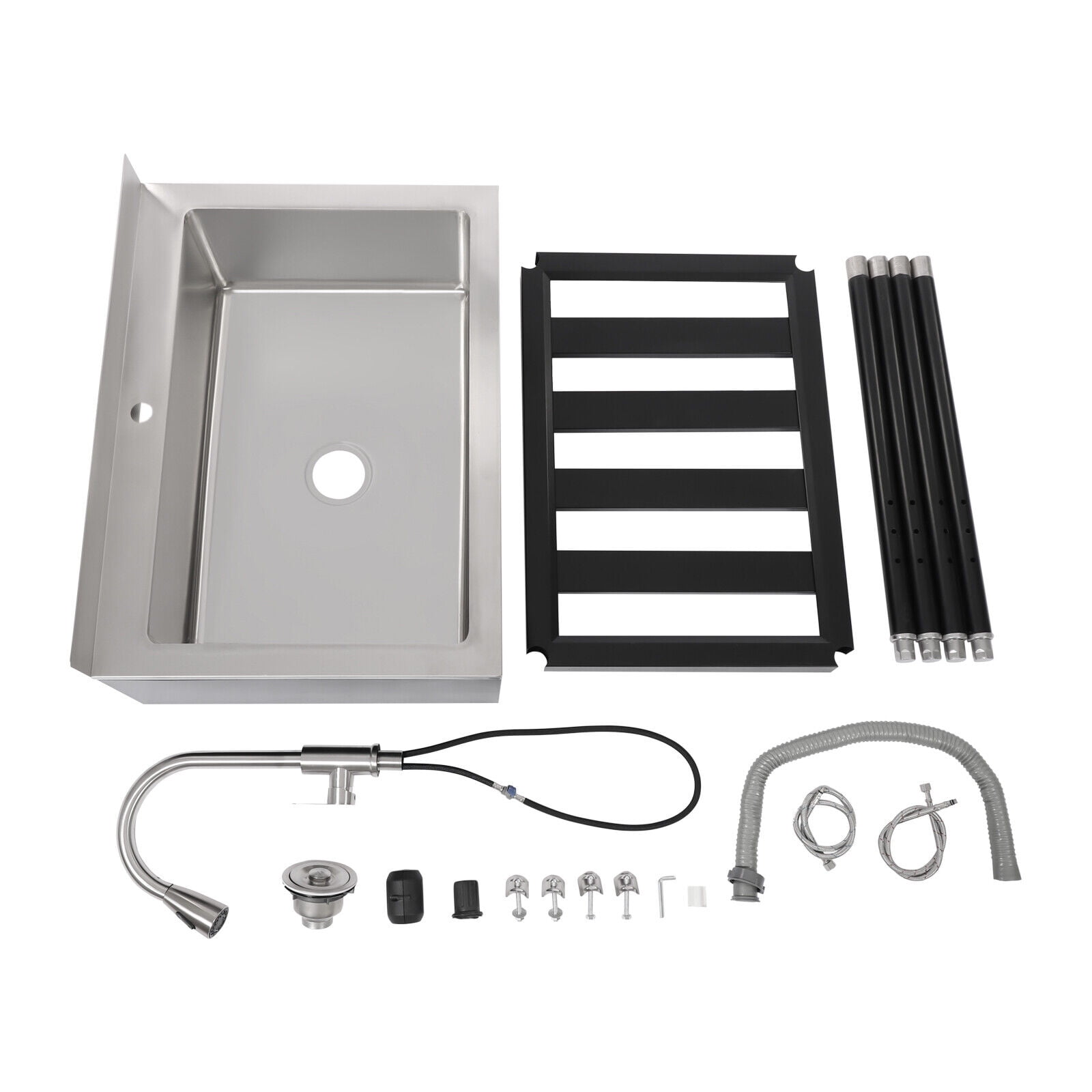 Sink Stainless Steel Sink Free Standing Single Bowl Kitchen Sink 30.8*22*39.5in