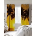 thumbnail image 4 of Coastal Coconut Tree Blackout Curtains for Bedroom Living Room Darkening Curtains 84 Inch Length 2 Panels Set Ocean Beach Palm Sea Brown Window Curtain Window Treatment Grommet Drapes 52"x84", 4 of 9