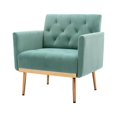 thumbnail image 2 of Velvet Arm Chair Accent Chair,Modern Tufted Upholstered Living Room Chair Leisure Lounge Chair,Single Sofa Chair with Rose Golden Metal Legs,Comfy Armchair for Bedroom Living Room Office,  Mint Green, 2 of 7