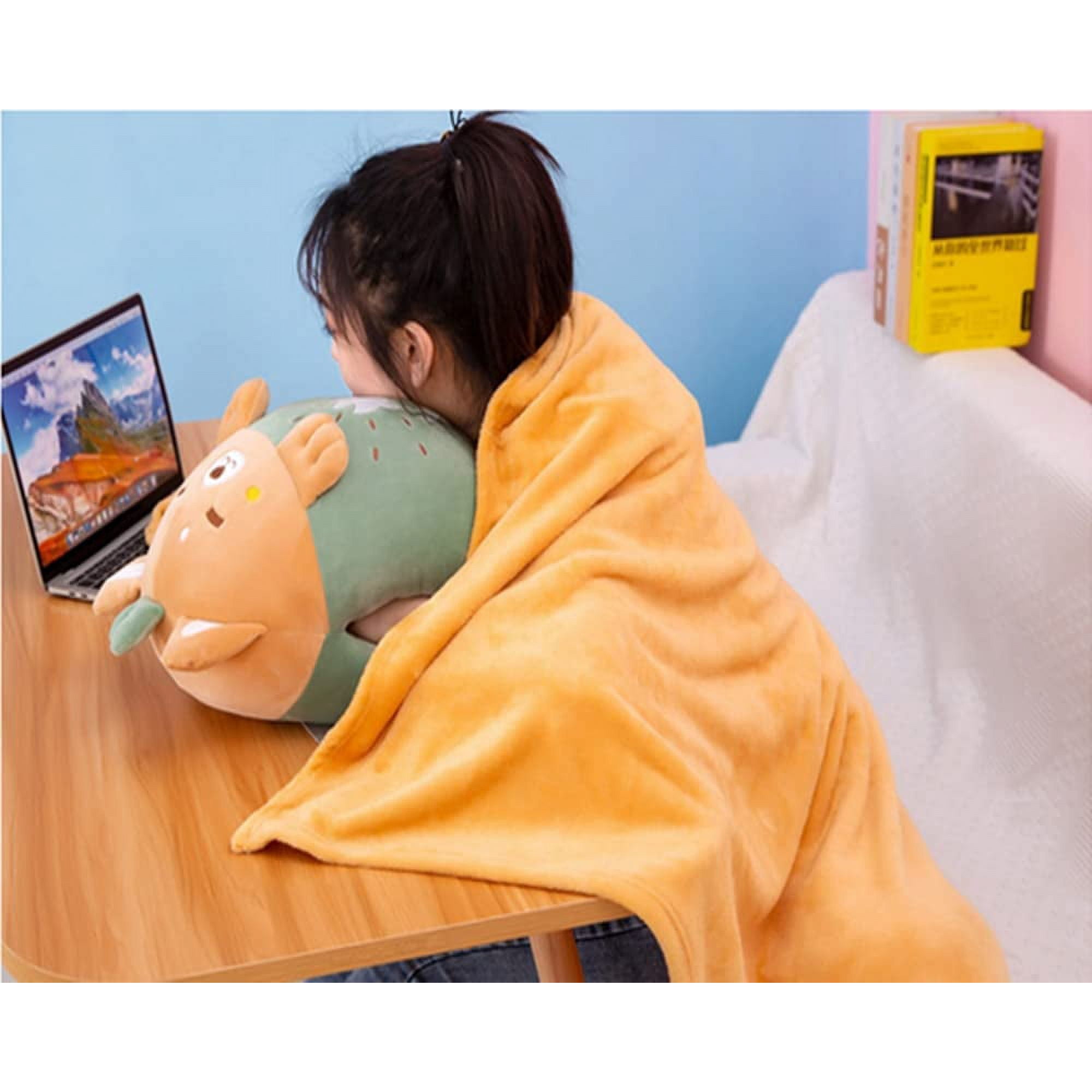 15 Kids Stuffed Animals Travel Blanket and Pillow Set Cute Dog Plush Pillow with Hand Warmer Design Perfect for Travel Camping Home and Office. Walmart