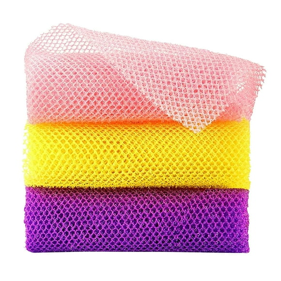 African Bath Sponge, African Net Long Net Bath Sponge, Exfoliating Shower Body Scrubber, Back Scrubber Skin Smoother, Great for Daily Use, Pack of 3, 31.5 Inches(Yellow)