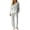 Gray, variant on Women's Ribbed Knit Lounge Set 2 Piece Outfits Button Pajamas SetsLong Sleeve Top and Pants, Matching Paj