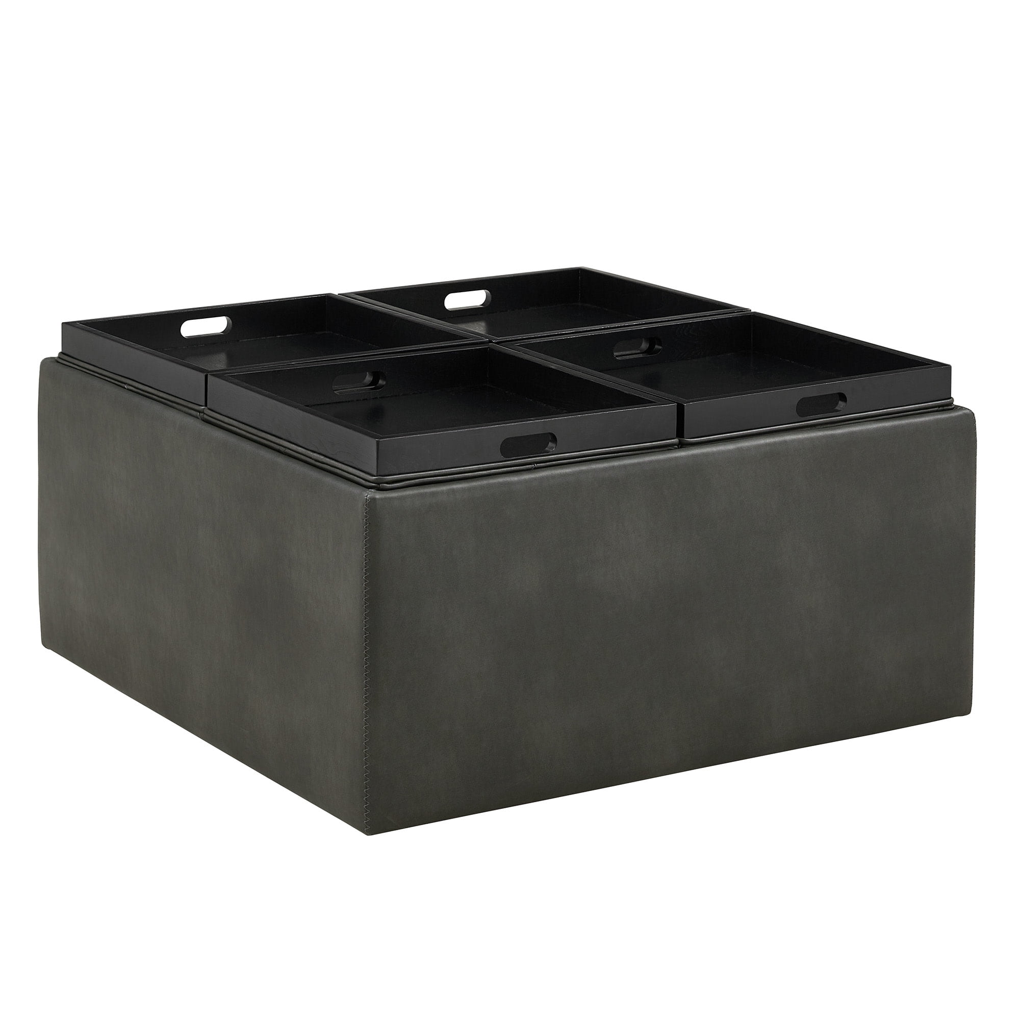 Weston Home Novella Storage Ottoman, Gray Faux Leather