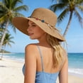 thumbnail image 3 of Straw Bucket Hats for Women Summer Wide Brim Beach Sun Hat Fisherman Hat with Bow Tie, 3 of 8