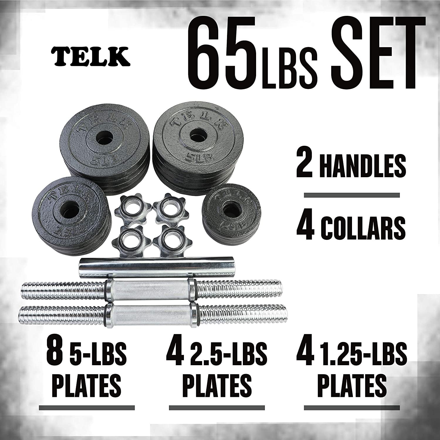 Telk Fitness Adjustable Dumbbells 65 Lbs. Hand Weights for Home