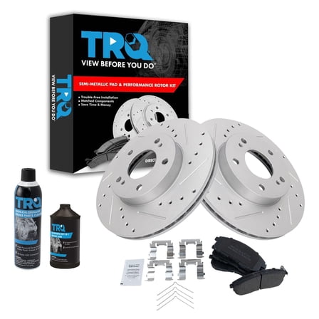 TRQ Front Metallic Brake Pad & Performance Rotor Kit w/Chemicals BKA16955
