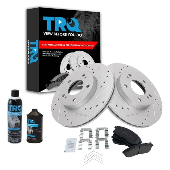 TRQ Front Metallic Brake Pad & Performance Rotor Kit w/Chemicals BKA16955