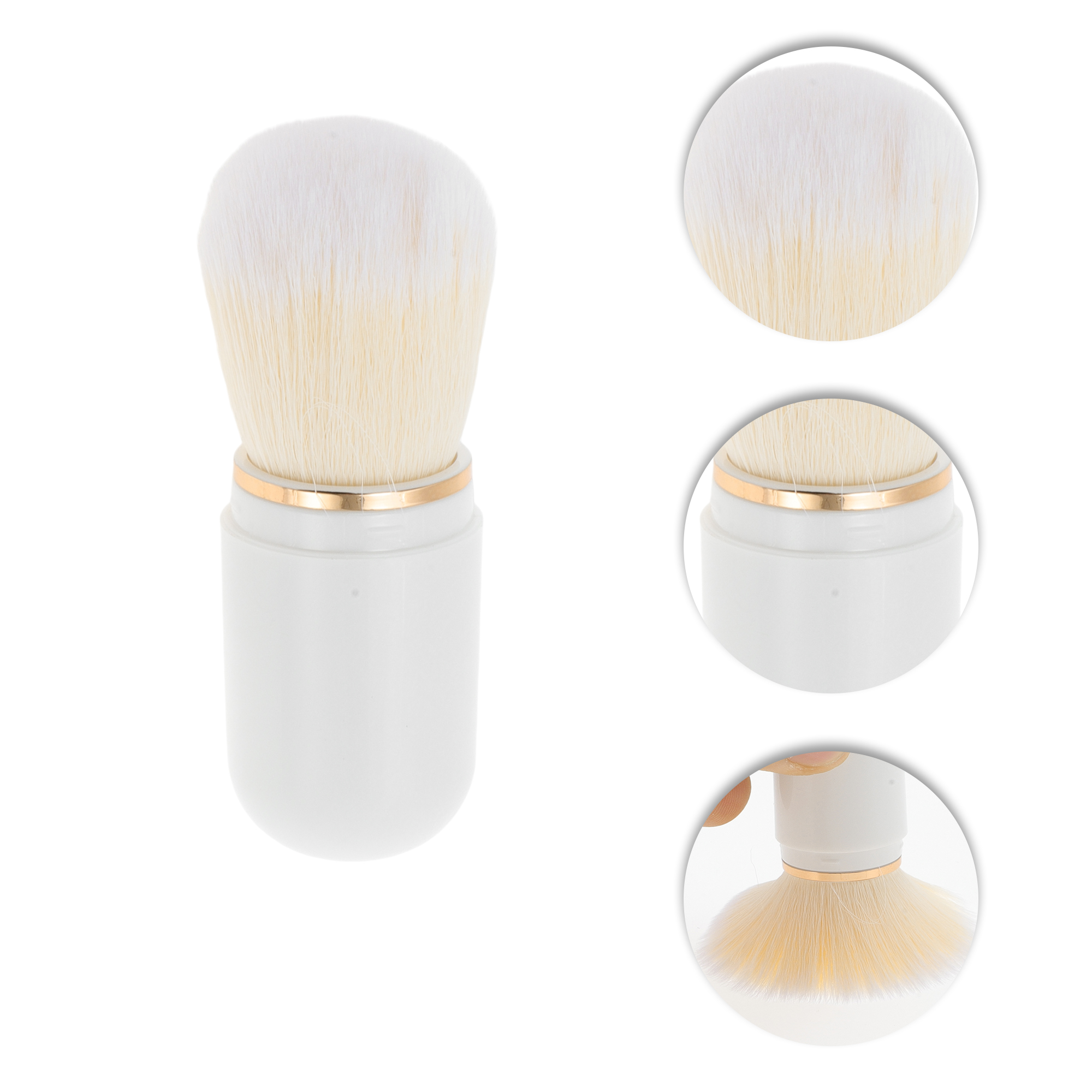 Unique Bargains 1 Pc Retractable Makeup Brush for Daily Makeup Application White