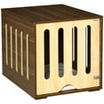 thumbnail image 3 of PawHut Furniture Style Dog Crate End Table with Soft Cushion, Removable Door Panel, Safety Lock, Indoor Use, for Small & Medium Dogs, Brown, 3 of 10
