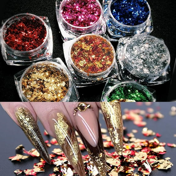 Foil Flakes Pigment Mirror Flake Effect Chrome Nail Powder Glitter Sequins Manicure Gel Nail Polish