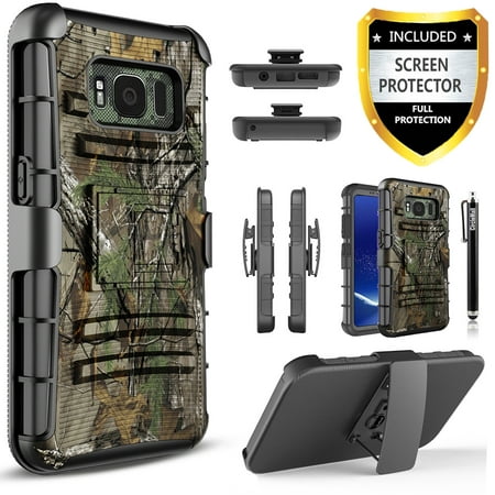 Galaxy S8 Active Case, Dual Layers [Combo Holster] And Built-In Kickstand Bundled with [Premium Screen Protector] Hybird Shockproof And Circlemalls Stylus Pen (Best S8 Active Case)