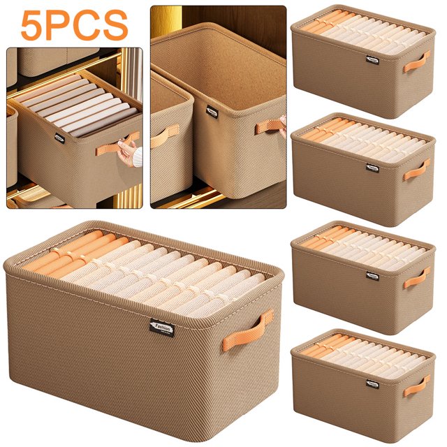 Organizador Sujetadores Caja Almacenamiento Plegable para Pantalones Vaqueros Doméstico Tela (caqui L) 5 Uds.