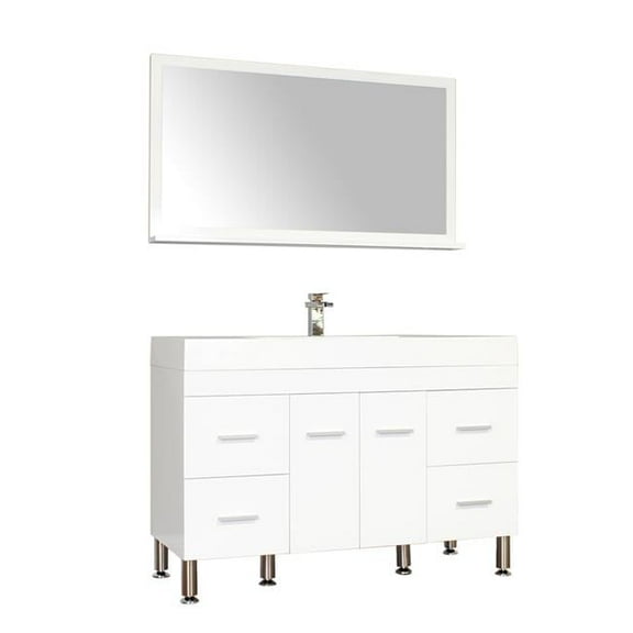 47 in. Ripley Collection Single Modern Bathroom Vanity, White