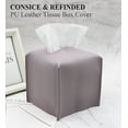 thumbnail image 4 of Tissue Box Cover, Square Decorative PU Leather Tissue Box Holder Modern Tissue Case Facial Paper Organizer Dispenser for Bathroom, Vanity Countertop, Night Stands, Desk 5X5X5'', 4 of 6