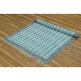 thumbnail image 4 of Casavani Handmade Blue Cotton Dhurrie Square Dining Room Carpets Home Decor Kilim 7x7 feet, 4 of 5