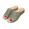 thumbnail image 2 of Wolfast Rhinestone Women's Carved Fish Mouth Thick Bottom Wedge Slippers,Green, 2 of 5