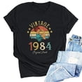 thumbnail image 2 of Liamobondopolis - Camiseta vintage de 1984 para mujer, regalo de 40 cumpleaños, con estampado de letras, estilo retro, para fiesta, informal, de manga corta, 2 of 5