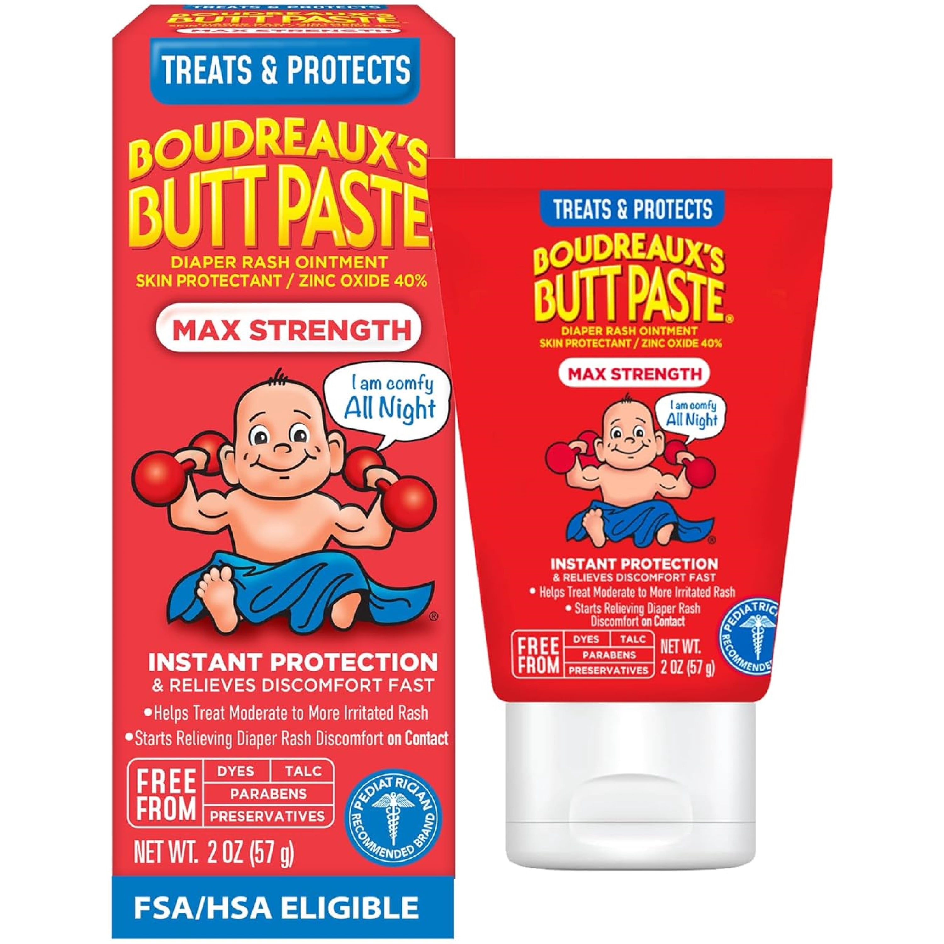 Boudreauxs Maximum Strength Butt Paste Diaper Rash Ointment - 2 Oz, 3 Pack