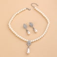 thumbnail image 3 of Yesbay 1 Set Jewelry Set Faux Pearl Earrings Necklace Adjustable Length Decor Polished Prom Party Wedding Party Bride Jewelry, 3 of 6