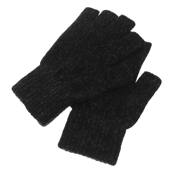 GAXIRE 1Pair Thermal Insulated Fingerless Wool Gloves for Men Windproof Half Finger Gloves