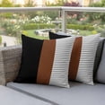 thumbnail image 4 of Vintage Farmhouse Outdoor Pillow Covers 16"x16" Set of 2, Boho Black Brown Texture Stripes Modern Waterproof Throw Pillow Covers for Patio Furniture, Decorative Cushion Covers for Porch, 4 of 9