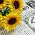 thumbnail image 5 of 4 Bunches Artificial Flowers Sunflower Bouquets with Stems Silk Sunflowers Fake Yellow Flowers for Wedding Decor, DIY Garden Craft Art Decor, Party Decor, Home Decoration, Bride Holding Flowers, 5 of 9