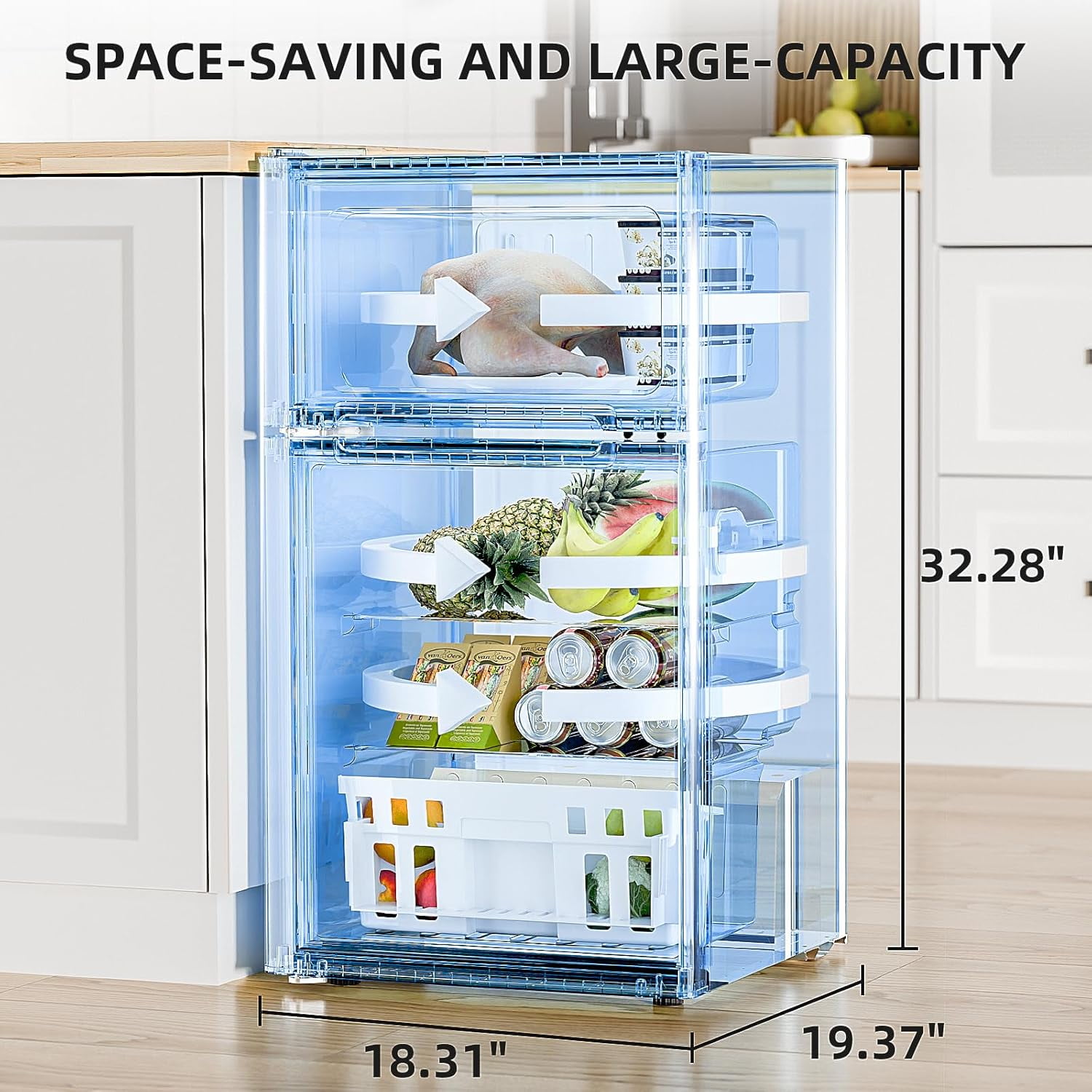 FREE VILLAGE 3.2 Cu.Ft Mini Fridge with Freezer,Compact Mini Refrigerator with Double 2 Door,Adjustable Temperature,Full Size for Home,Kitchen,Dorm,Apartment,Retro Black