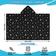 thumbnail image 2 of Black White Moon Star Pattern Hooded Bath Towel，60"x35" for Ages 3 To 12 Kids, Quick Dry Lightweight Soft Microfiber Hood Beach Towel Cover Up for Kids, 2 of 7