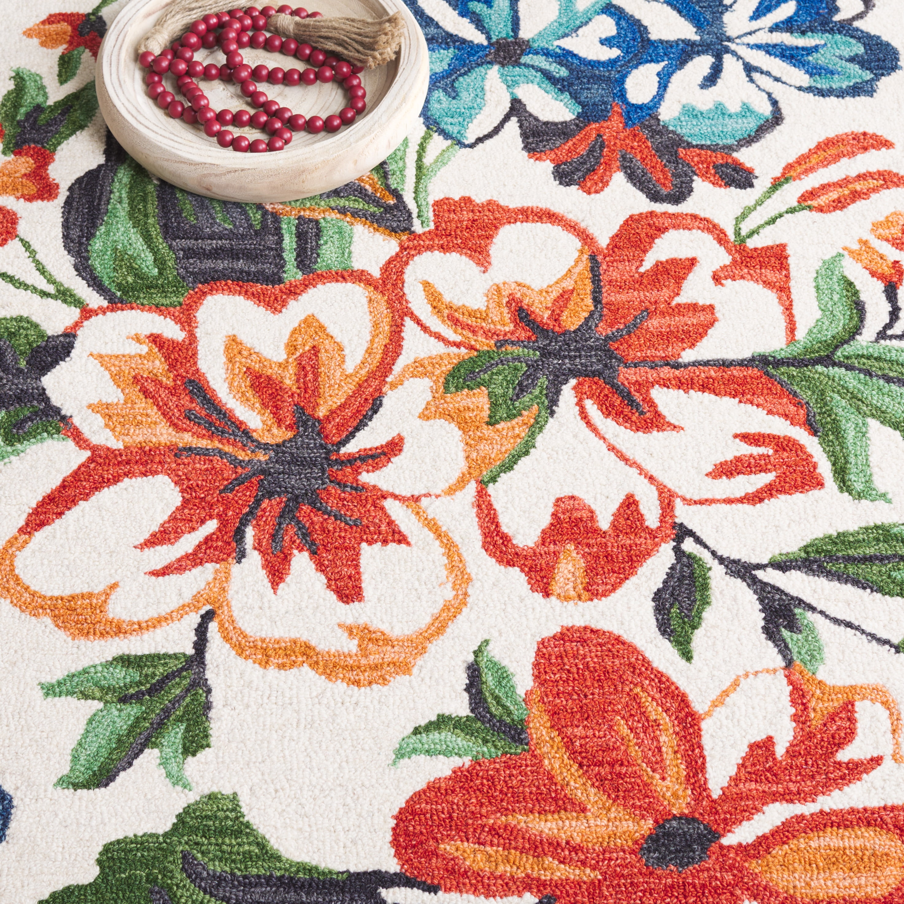 SAFAVIEH Jardin Dorian Floral Area Rug, Ivory/Orange, 3' x 5'